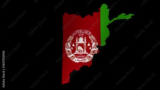 Looping animation of the Afghan flag as a map with a transparent background in 4K format