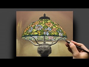[油絵] 6時間で描くリアルなステンドグラスの照明のメイキング | 描き方 | Oil Painting | -No.520