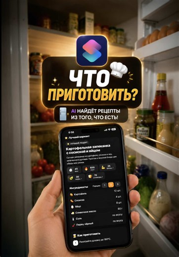 🍳 КОМАНДА НА iPHONE — «ЧТО ПРИГОТОВИТЬ?» #iPhone #Команды #Shortcuts #ЧтоПриготовить #AI