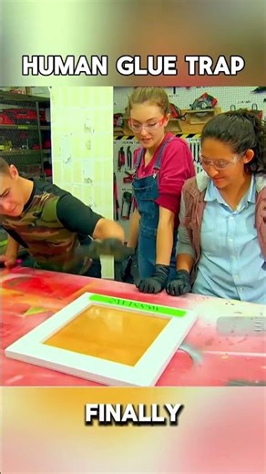 What happens if you step on a human-sized glue trap?