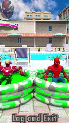 GTA V Spiderman & Ironman - swimming pool water loop!!!