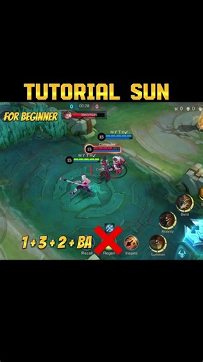 SUN COMBO TUTORIAL ✅ #mobalegends5v5 #moba5v5pippin #moba5v5english #sun #shorts