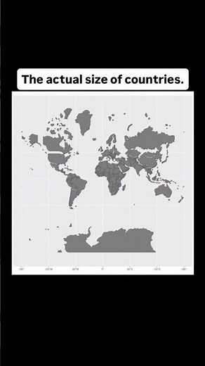 Shows countries’ true sizes; Mercator map distorts scale to preserve direction. #science