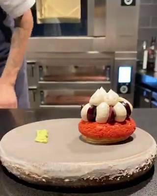 1M views · 10K reactions | A stunning new dessert at Lucky Cat by Gordon Ramsay.... Saint honoré, cherry mousseline, matcha cremeux, cherry yuzu sorbet. | Gordon Ramsay | Facebook