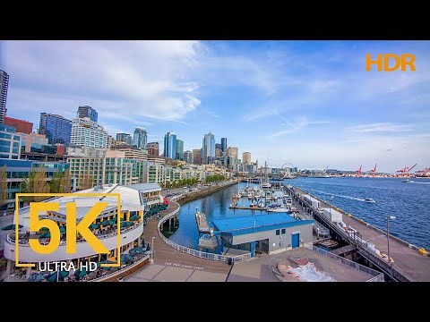 Seattle Pier 66 - 5K HDR Cityscape with Relaxing Music - Top Seattle's Attractions, Washington State