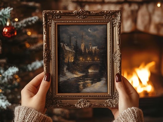 Victorian Christmas Village | Moody Vintage Printable Art, Dark Academia Winter Wall Decor (digital Download) - Etsy