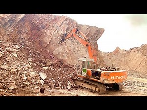 🏗️ Excavator Working in Tough Conditions | Mountain Rock Demolition!