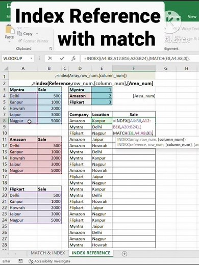 Index reference with match #excelsupport #excelsolutions #excel #excelformula #exceltricks