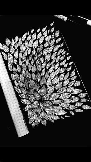 Satisfying Floral Pattern Art 🖋️ | Ink Drawing on Grid Paper
