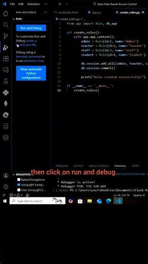 #flaskframework part 17 creating the role for the db in our project flask Role-Base Access Control