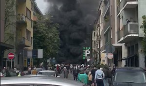 Milan: Flames and smoke rise following explosion