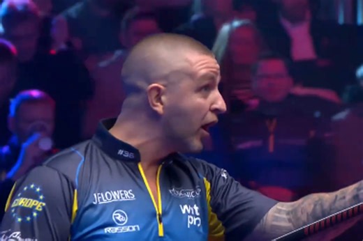 Jayson Shaw makes obscene gesture at Mosconi Cup fan as tempers flare