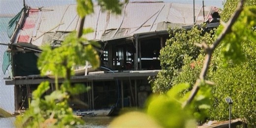 Floating monster home for homeless looms over Honolulu stream