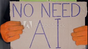 Worker Reveals Hidden Anti AI Message: Industrial Protest Sign Flip Scene | Manual Laborer's Technology Resistance Moment | Traditional Skills Statement Close-up