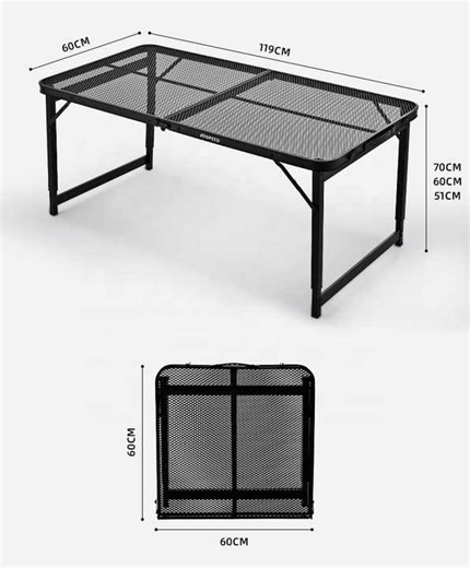 HISPEED Outdoor Barbecue Simple Camping Picnic Table Iron Mesh Top Picnic Folding Camping BBQ Grill Table