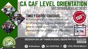 1.9K views · 46 reactions | KnS has been recognized ar one of the best CA schools in Karachi. We are renowned for our quality teaching, fixed timetable, early course completion, competent administration, etc. Witness all of this on 14th March 2020 at 2 pm. Join us on coming Saturday and meet our CA - CAF Level faculty in CA - CAF Level Orientation Session. 021 34397906 - 7 | KnS Institute of Business Studies (Official ) | Facebook