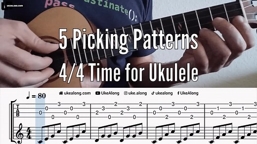 5 ukulele finger picking patterns in 4/4 time.#Exercise #FingerPicking #Fingerstyle #PlayAlong #PickingPattern #Tabs #Uke #Ukulele #UkuleleChallenge #UkuleleTabs #UkuleleTutorial #UkuleleExercise #UkulelePlayAlong #UkeAlong #flightukulele #100DaysUkulele #100DaysUke2022 #fyp #foryou #parati