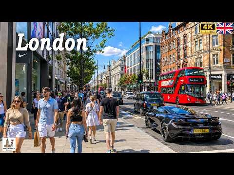 London Walking Tour ☀️ Walk London City Centre Shopping District with Locals and Tourists | True 4K