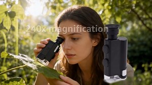 Handheld Microscope, 200-240X Portable Microscope with LED & UV Light, Mini Handheld Microscope for Jewelry, Antique Identification, Coin Collecting