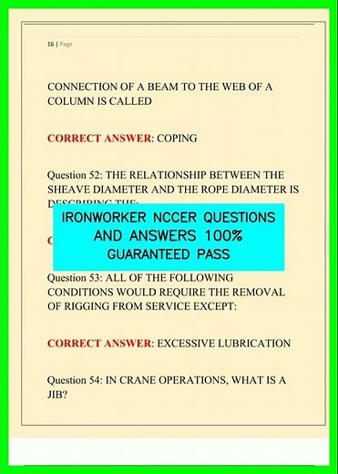 IRONWORKER NCCER QUESTIONS AND ANSWERS 100% GUARANTEED PASS video