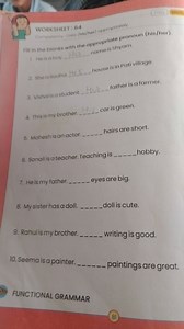 WORKSHEET: 64Competency: Uses (his/her) appropriately.Fill in... | Filo