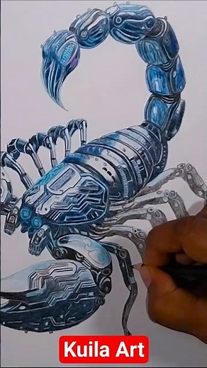 Hyper realistic robotic Scorpion Drawing by KuilaArt #art #scorpion #tranding #drawing #shortvideo