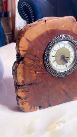 Vintage Live Edge Burl Wood Clock - Rustic Log Slab Tabletop Decor - Grandmillennial Office Accent - Wood Anniversary Gift - 8" Shelf Clock - Etsy