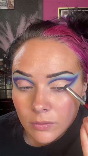 Bold purple and neon cut crease eyeshadow tutorial step by step