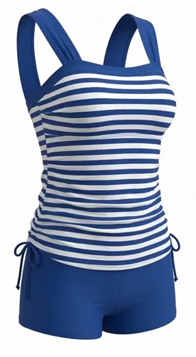 2026 New Spring Summer Tankini Two-Piece Swimsuit, Striped Print Sexy Backless Beach Vacation Swimwear, Style