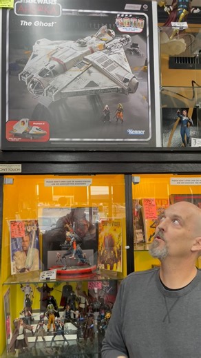 Star Wars fans, you’ve got a GHOST of a chance to add a spectacular item to your collection! This is 2023’s Haslab exclusive #StarWarsVintageCollection Ghost from the Ahsoka television show inspired by the beloved vehicle from #StarWarsRebels. This massive ship can hold up to 15 3 3/4 size Star Wars figures and comes with exclusive action figures of Ezra Bridger, Kanan Jarrus, Hera Syndulla, and Zeb Orrelios with package art replicating the mural drawn by Sabine Wren on the Rebels cartoon. The G