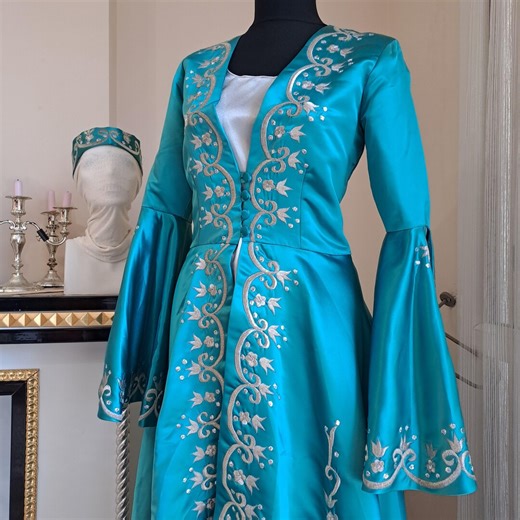 Vintage Turquoise Turkish Wedding Dress: Embroidered Ottoman Kaftan, S-M - Etsy