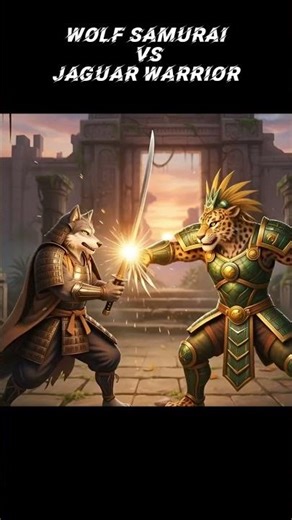 Epic Showdown: Wolf Samurai vs Jaguar Warrior 🐺🐆⚔️ #AIBattle #WolfSamurai #JaguarWarrior #EpicClash