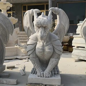 [Hot Item] Outdoor Large Natural Stone Gargoyle Statues Western Style Antique Marble Dragon Sculpture Factory