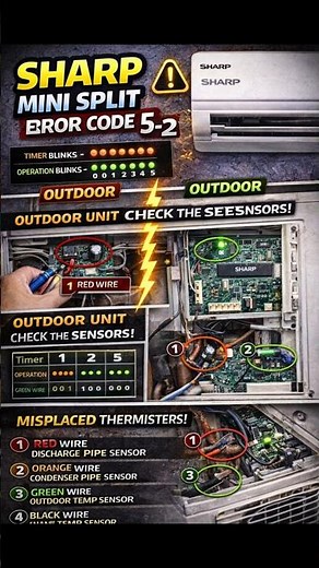 Sharp Mini Split AC Error Code Explained | 5 Timer + 2 Operation Blinks Sensor Fix