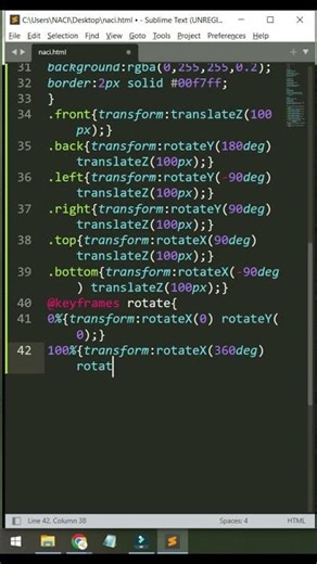 3D Rotating Cube Animation in HTML & CSS #shorts