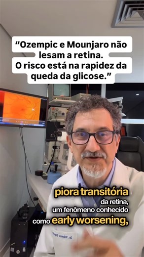 Dr. Rubens Siqueira on Instagram: "Semaglutida e tirzepatida não “estragam” os olhos. Mas em pacientes com retinopatia diabética, a melhora rápida da glicose pode causar uma piora transitória da retina. Além disso, a semaglutida passou a ter um alerta europeu para um evento muito raro no nervo óptico que é a neuropatia óptica isquemica (NAION). 👉 A mensagem é clara: não é contraindicação, é monitorização. O tratamento do diabetes precisa caminhar junto com o cuidado ocular. Referência 1. Wang L