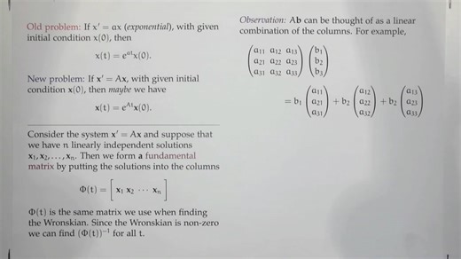 Differential Eqns. F22-21 -- Fundamental matrix and matrix exponentials