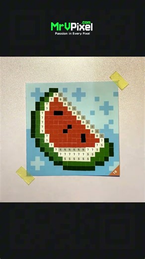 Chill Pixel Art Time-lapse: Building a Retro Watermelon Slice | Relaxing DIY Craft