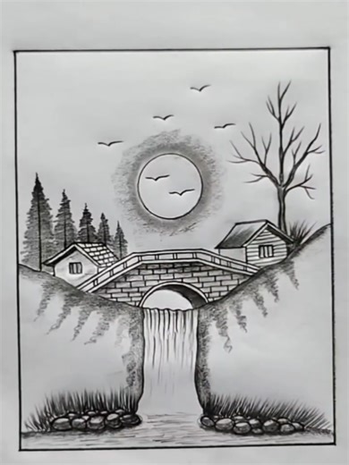 Amazing scenery drawing with pencil #drawings #pencildrawing #art #easydrawing