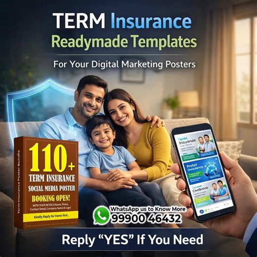 👉 If Clients Don’t See You Daily… They Forget You. Insurance Agents, elevate your digital presence with our 110 Term Insurance Readymade Templates. Save time, look professional, and build trust with posters that actually convert. 🛡️👨‍👩‍👦 ✅ Custom Branding (Logo & Details) ✅ High-Quality Designs ✅ Easy to Post 📲 Reply “YES” to Book your Demo Today! Daily Poster Mutual Funds & Insurance #InsuranceAgent #DigitalMarketing #TermInsurance #SocialMediaMarketing #InsuranceTips #FinancialAdvisor #M