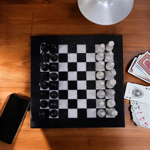 Handmade Marble Chess Set | Black & White Stone Pieces | Modern Home Decor - Etsy