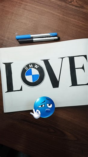 BMW Logo Drawing 🖤🩵#bmw #bmwlovers #car #carlover #drawing #shorts #ytshorts