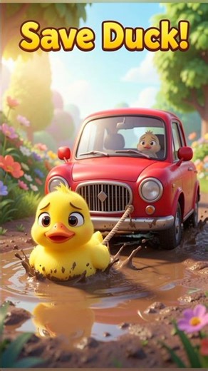 Cute Red Car Saves Duck 🐥🚗 | Heartwarming Mini Story#shorts