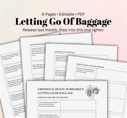 Emotional Detox Worksheet, Monthly Reset Journal (PDF) - Etsy