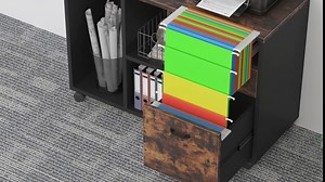 LITTLE TREE 59'' Large Executive Desk with 39.4'' File Cabinet, L-Shaped Computer Desk with Drawer Cabinet, Industrial Wooden Corner Desk Business Furniture Desk Workstation for Home Office