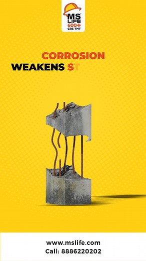 Stop building structures that rust! 🚧 The true strength of your dream project lies beneath the surface. MS Life 600 CRS TMT Bars are engineered with advanced Corrosion Resistant Steel (CRS) technology to fight off rust and wear, even in the harshest coastal and monsoon climates. #mslife600plus #crstmt #600pluscrs #MSLifeSteel #antirust #rustproof #lifetimeconstruction #DurableSteel #longlastingbuild #weatherproof | MS Life Steel