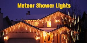 Lukyamzn Meteor Shower Lights,Outdoor String Lights Christmas Lights,11.8 Inches 10 Tubes 240 LED Falling Rain Lights IP 67 Waterproof for Christmas Tree Decor Garden Yard,Warm White