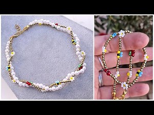 DIY Pearl and Seed Bead Necklace 🌼+🍒+🐝 – Easy and Simple Step-by-Step✨💖