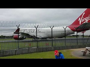 Virgin Atlantic boeing 747-400 take off Manchester airport