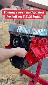 Installing timing cover and gasket on junkyard 5.3 LS engine #c10 #automobile #lsswap